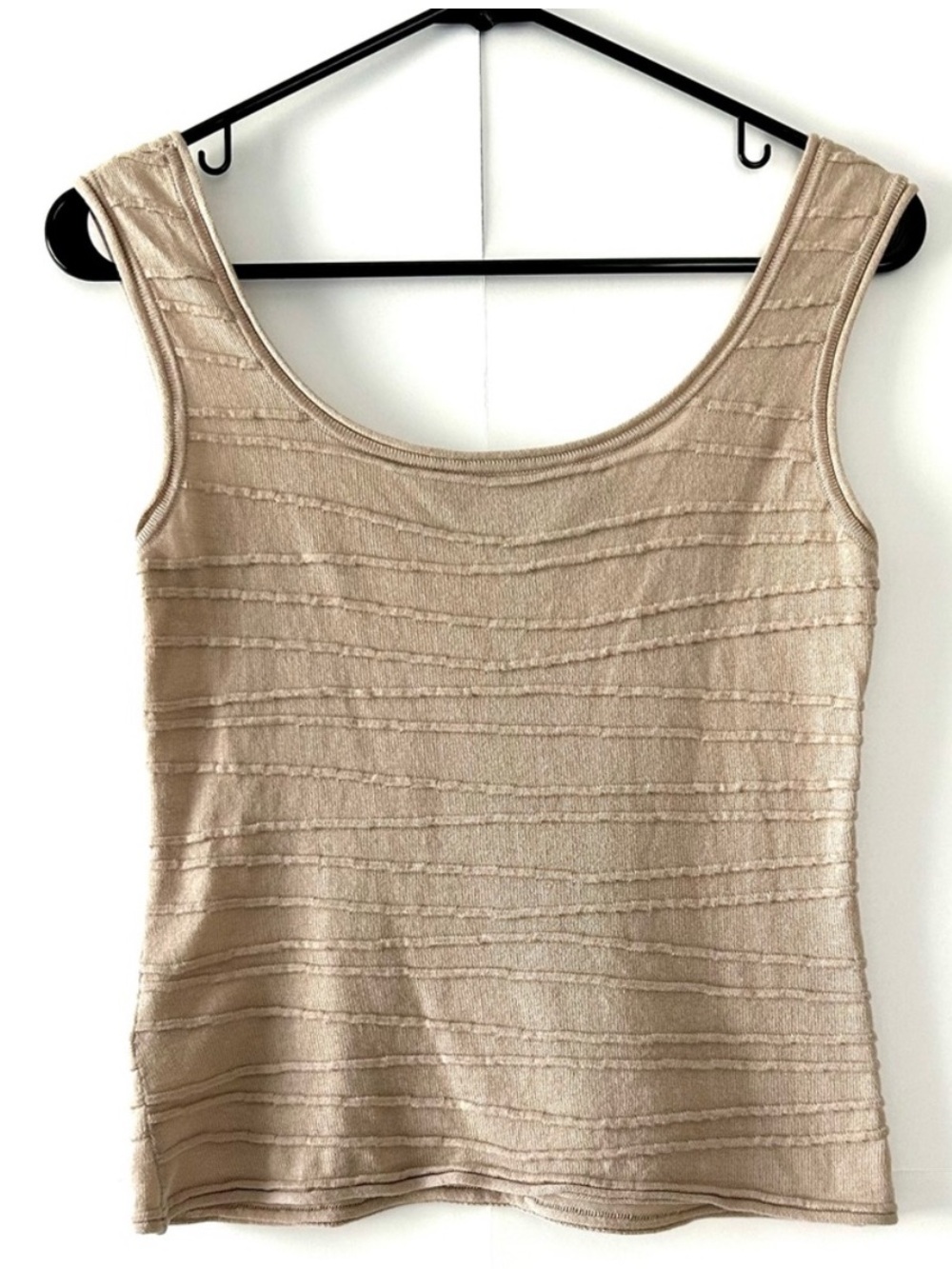 Fusun 100% Cotton Textured Taupe Tank Top - Picture 3 of 4